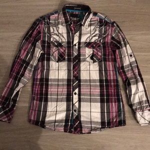Roar plaid dress shirt